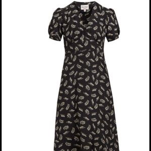 HVN Paula Leopard and leaf dress